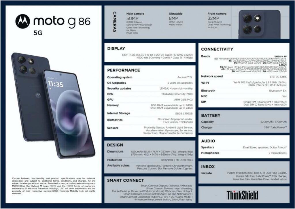 Moto G86 5G: प्रीमियम डिज़ाइन, दमदार बैटरी और बेहतरीन कैमरा के साथ मिड-रेंज स्मार्टफोन 1 gsmarena 001