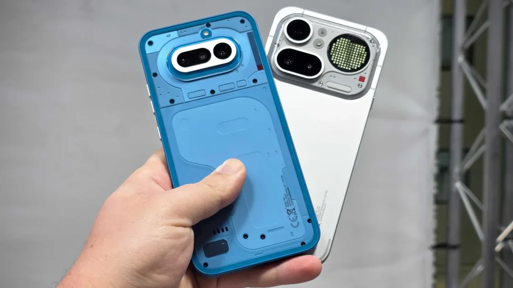 Nothing Phone 4a blue 4a Pro silver back handheld fan 2 scaled 1